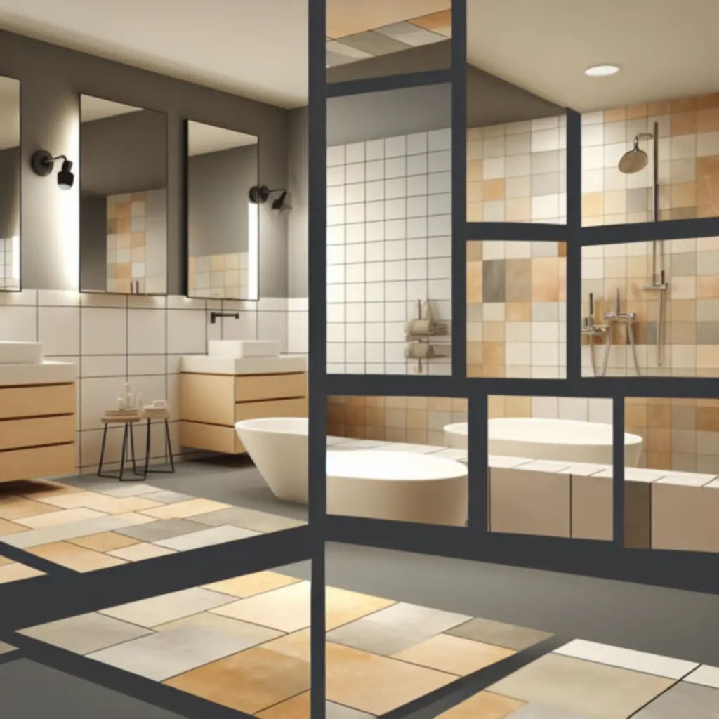 Voor-en-na-renovatie van een moderne badkamer in een appartement.