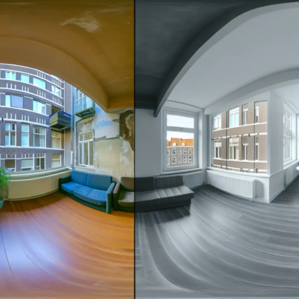 Voor-en-na overzicht van een appartement renovatie door Domerixo