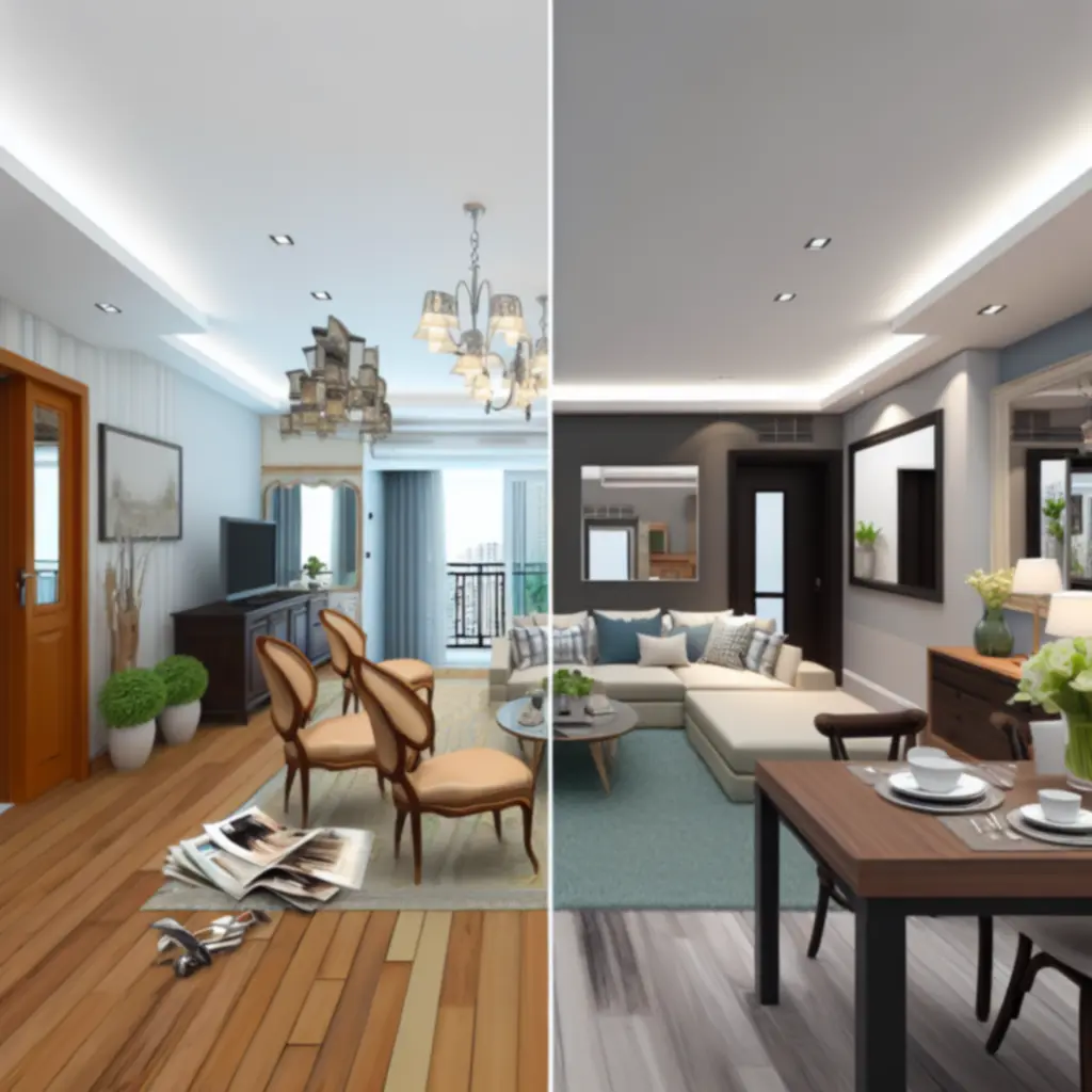 Voor-en-na foto's van een compleet gerenoveerd appartement in de stad